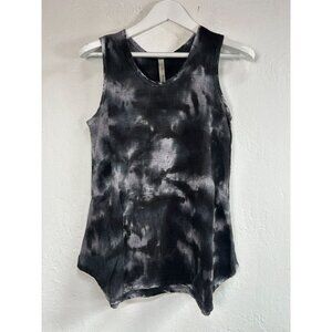 Cynthia Ashby Womens Rib Gauze Cotton Tank Top Tie-Dye Thunder Gray Small New